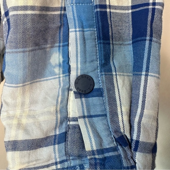 L.L. Bean Women's Fleece-Lined Flannel Shirt Snap-Front Plaid Blue Capri Size S - Picture 12 of 12